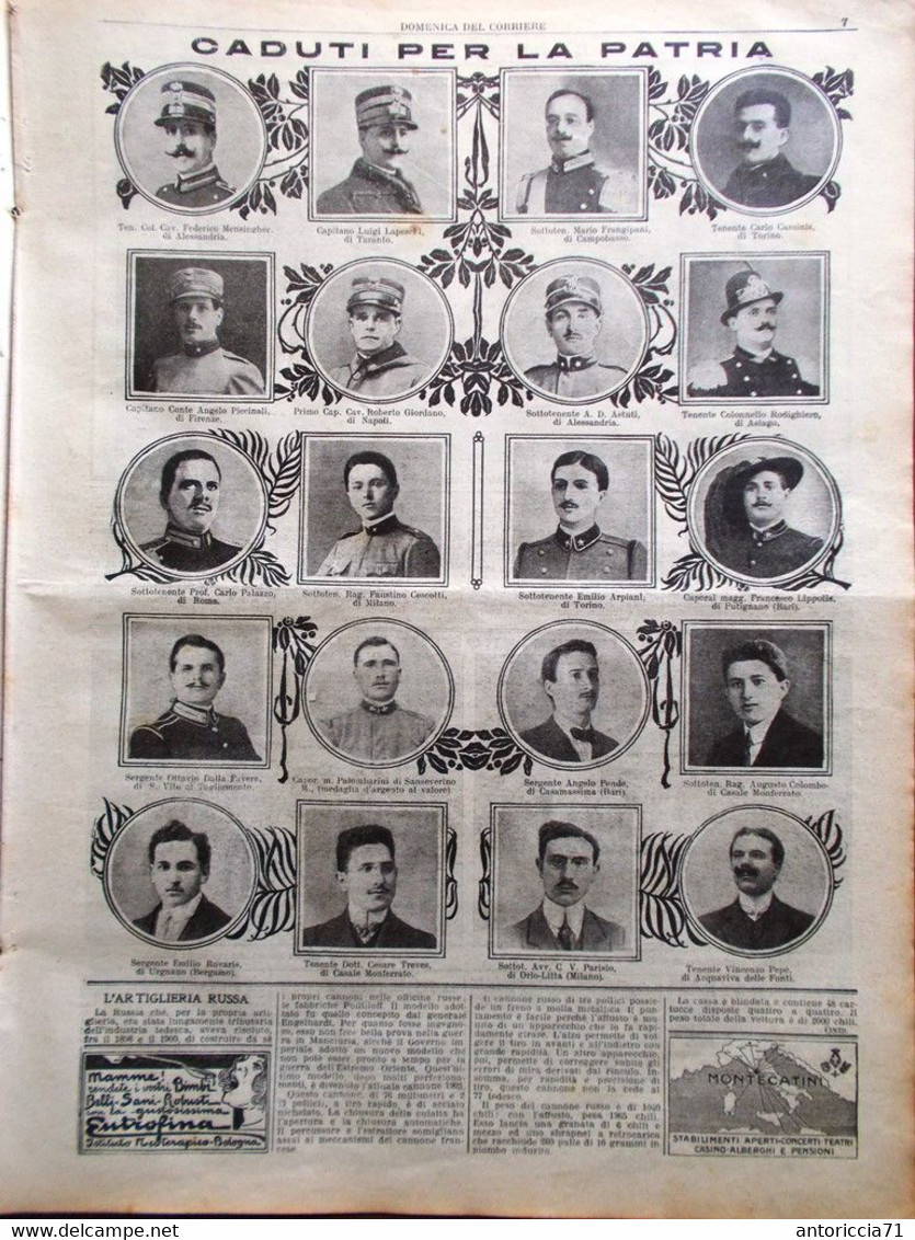 La Domenica Del Corriere 15 Agosto 1915 WW1 Amalfi Varsavia Telefoniste Cadorna - War 1914-18