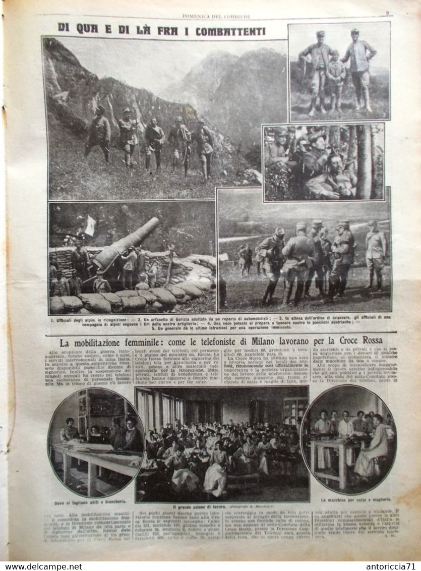 La Domenica Del Corriere 15 Agosto 1915 WW1 Amalfi Varsavia Telefoniste Cadorna - War 1914-18