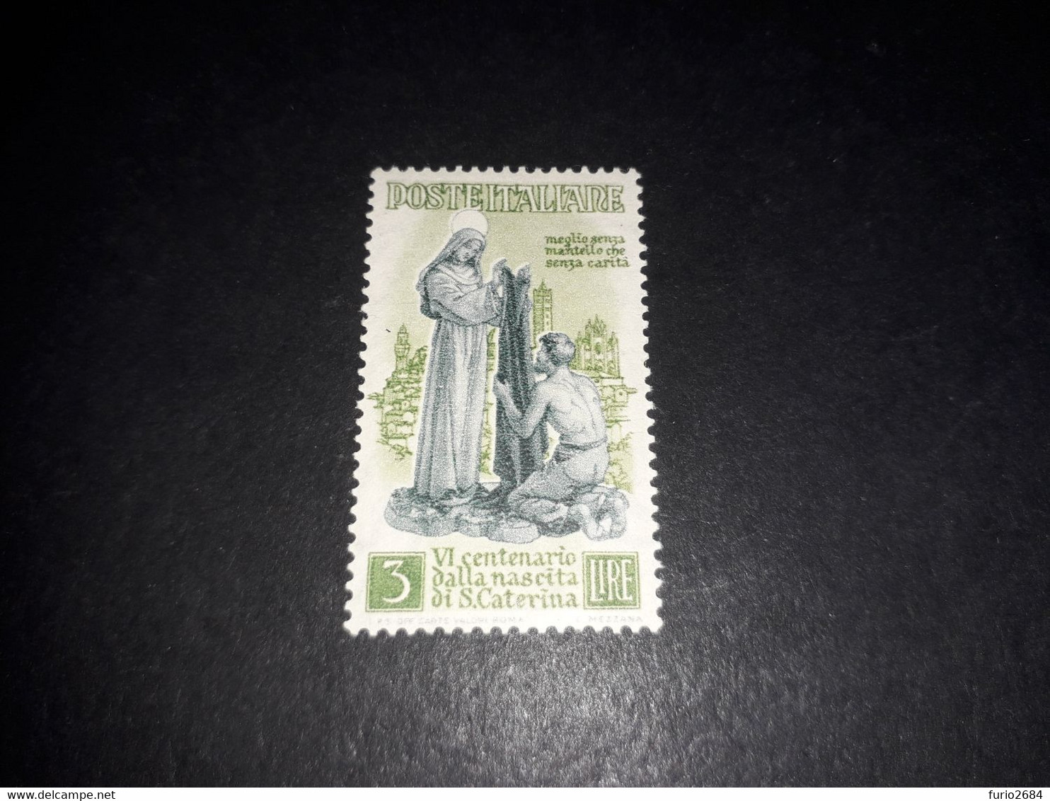 ITAMIX36 REP. ITALIANA 1948 6'' CENTENARIO NASCITA DI SANTA CHIARA LIRE 3 "XX" - Paketmarken