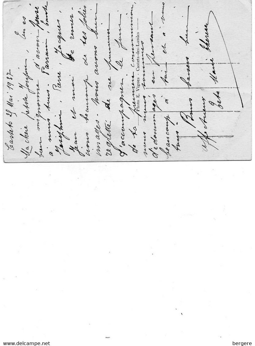 40. CPA - CASTETS DES LANDES - Maison Bourgeoise La Palue - Pirogue Sur Le Lac - 1937 - Scan Du Verso - - Castets