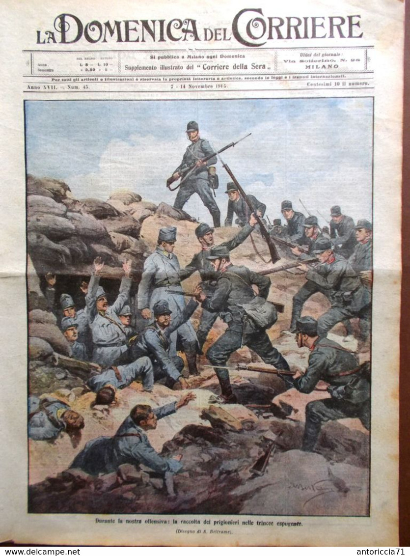 La Domenica Del Corriere 7 Novembre 1915 WW1 Domenica Dei Feriti Scalzi Tiepolo - War 1914-18