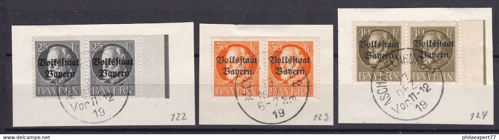 Bayern - 1919 - Michel Nr. 122/124 A Paar - Gestempelt - Sonstige & Ohne Zuordnung