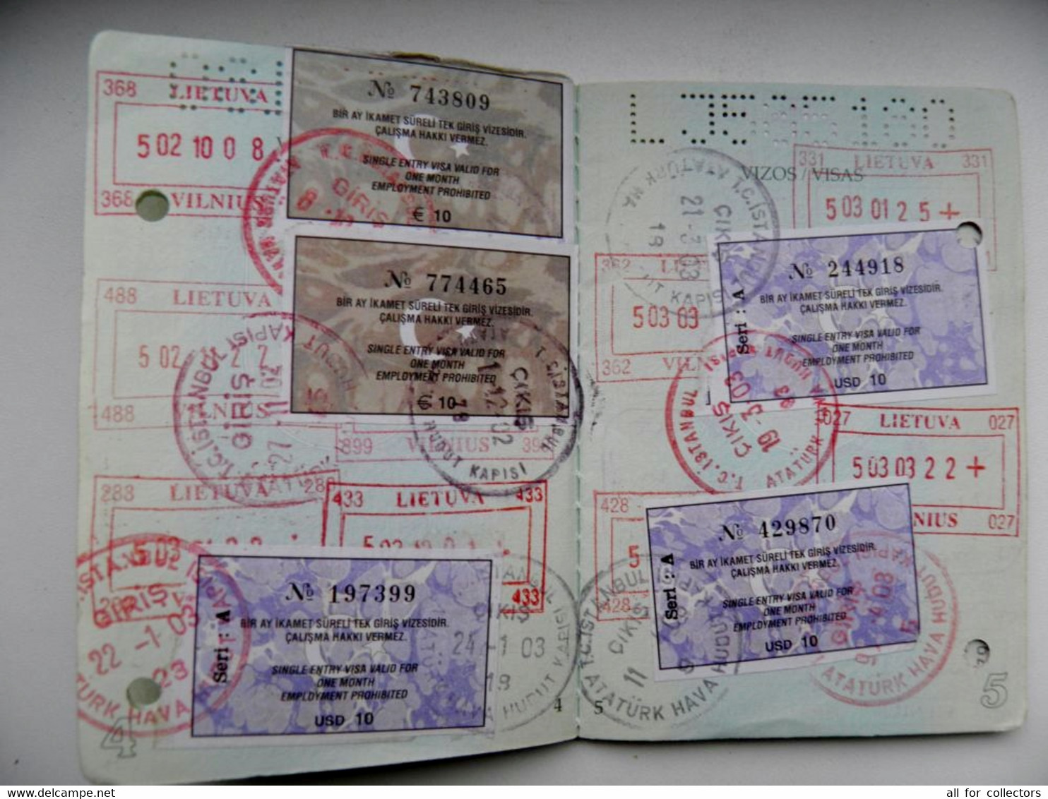 Passport Lithuania Expired With Holes Plenty VISA's And Cancels Turkey (21) Belarus (11) - Documents Historiques