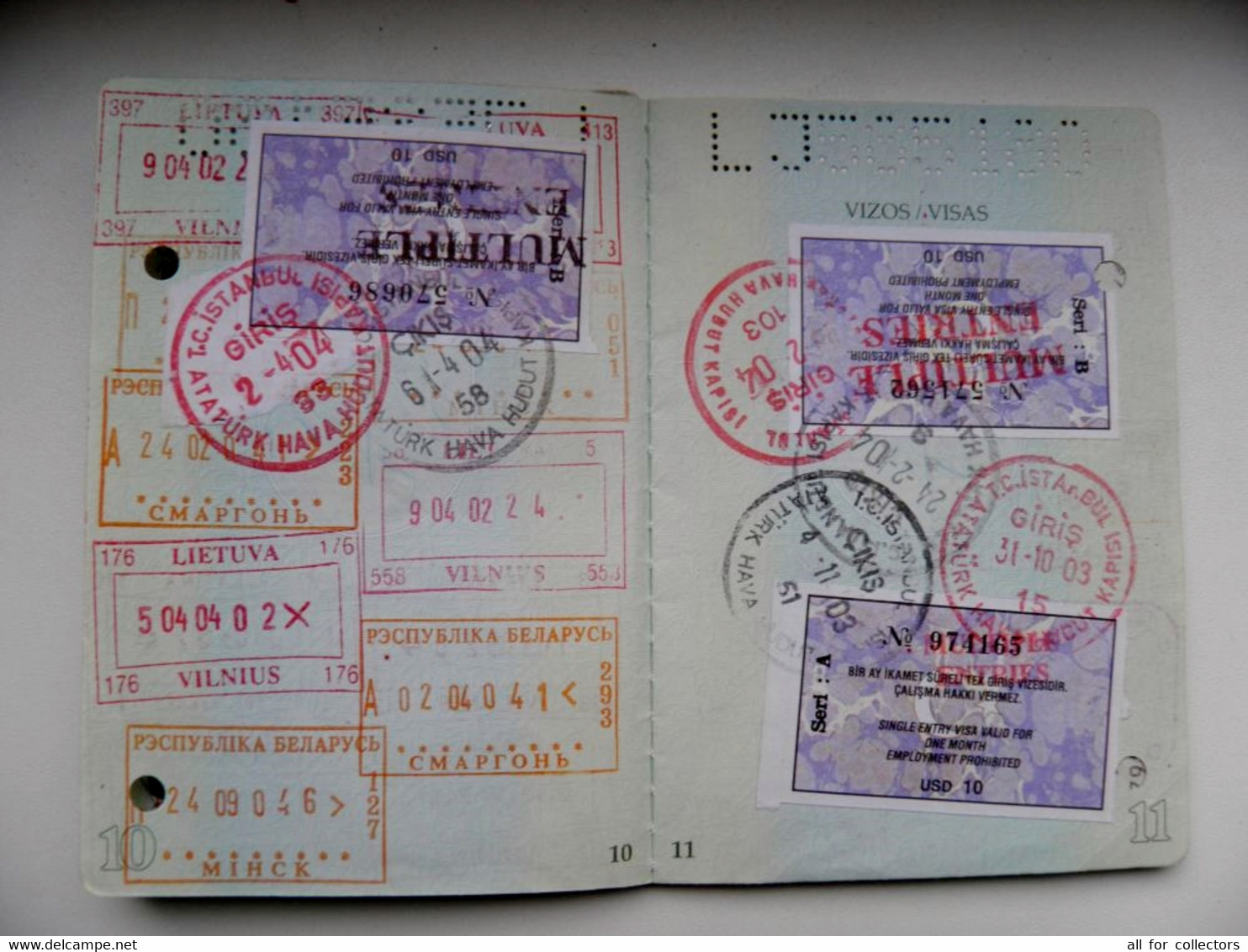 Passport Lithuania Expired With Holes Plenty VISA's And Cancels Turkey (21) Belarus (11) - Documents Historiques