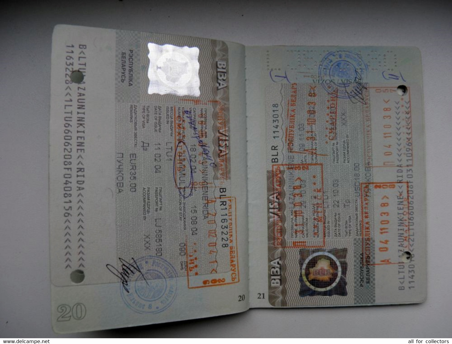 passport Lithuania expired with holes plenty VISA's and cancels Turkey (21) Belarus (11)