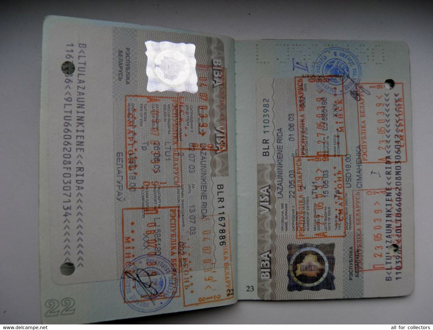passport Lithuania expired with holes plenty VISA's and cancels Turkey (21) Belarus (11)