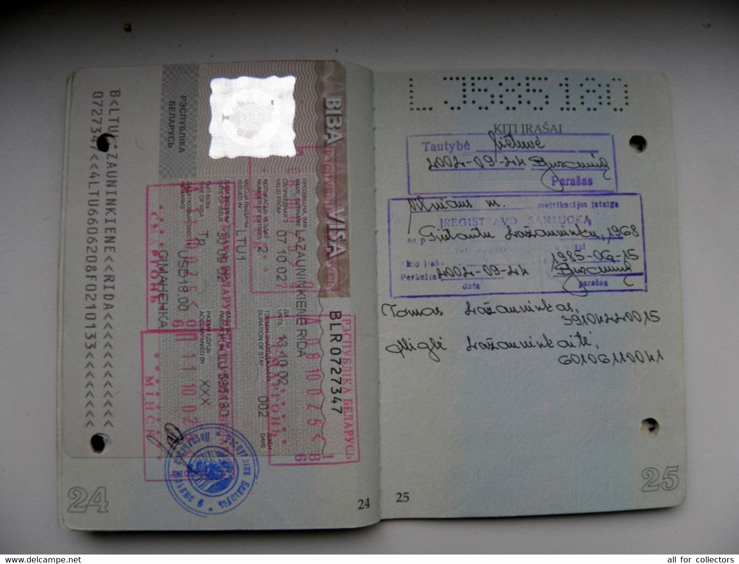 passport Lithuania expired with holes plenty VISA's and cancels Turkey (21) Belarus (11)