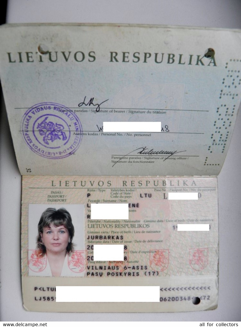 passport Lithuania expired with holes plenty VISA's and cancels Turkey (21) Belarus (11)