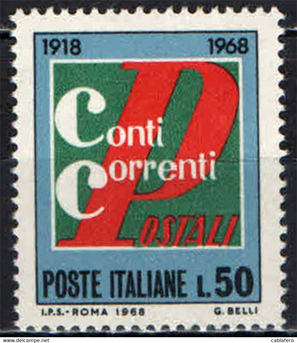 ITALIA - 1968 - CINQUANTENARIO DEL SERVIZIO DEI CONTI CORRENTI POSTALI - MNH - 1961-70: Ungebraucht