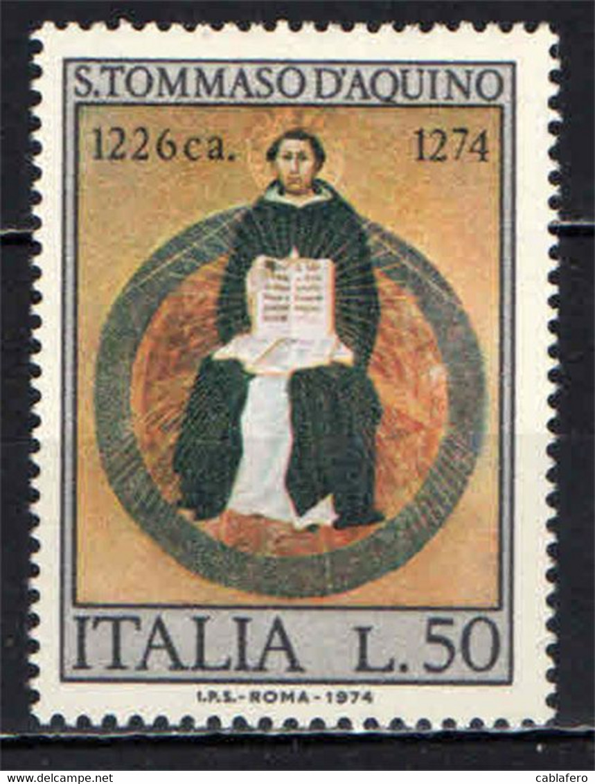 ITALIA - 1974 - 7° CENTENARIO DELLA MORTE DI SAN TOMMASO D'AQUINO - MNH - 1971-80:  Nuovi