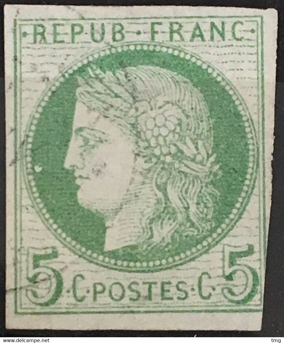 Colonies Françaises YT 17 Fond Ligné (°) Obl 1872-77 Ceres 5c Vert (côte 11 Euros) – Amscol2 - Cérès