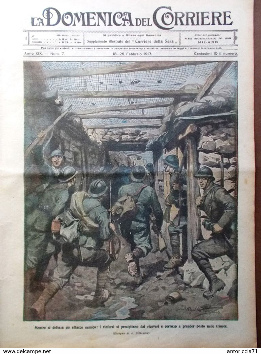 La Domenica Del Corriere 18 Febbraio 1917 WW1 Nivelle Reims Usa Germania George - Guerre 1914-18