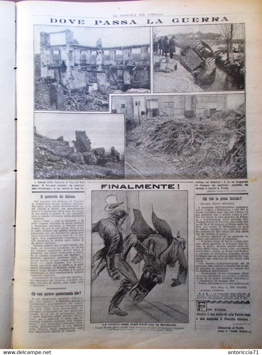 La Domenica Del Corriere 18 Febbraio 1917 WW1 Nivelle Reims Usa Germania George - War 1914-18