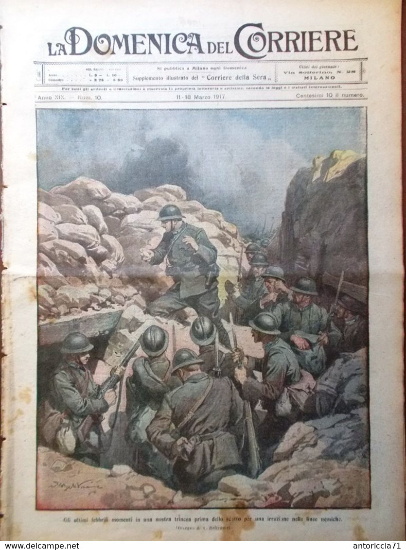 La Domenica Del Corriere 11 Marzo 1917 WW1 Mine Francesi Bagnani Savoia Fucine - Guerre 1914-18