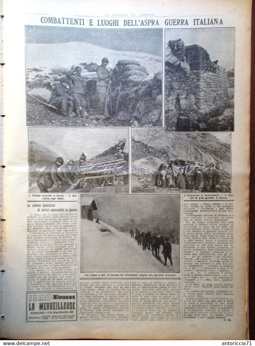 La Domenica Del Corriere 11 Marzo 1917 WW1 Mine Francesi Bagnani Savoia Fucine - Guerra 1914-18