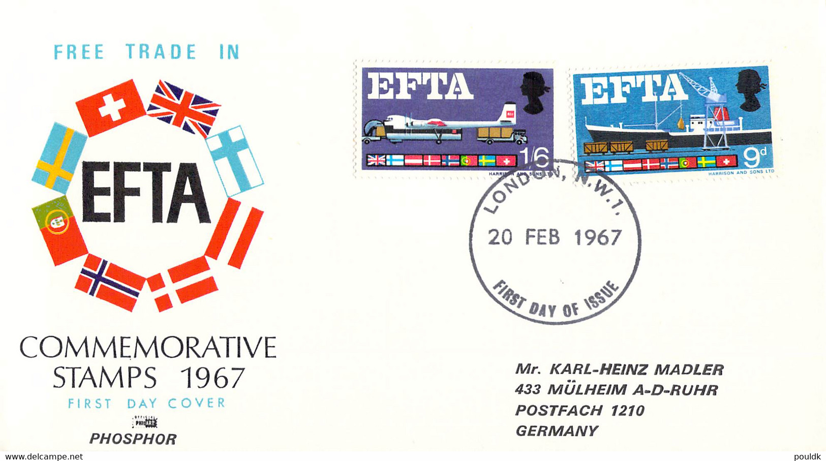 Great Britain Phosphor FDC 1967 EFTA (DD33-15) - 1952-1971 Dezimalausgaben (Vorläufer)