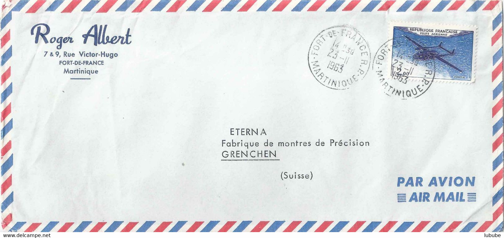 Airmail Brief  "Robert Albert, Fort De France (Martinique)" - Grenchen           1963 - Cartas & Documentos