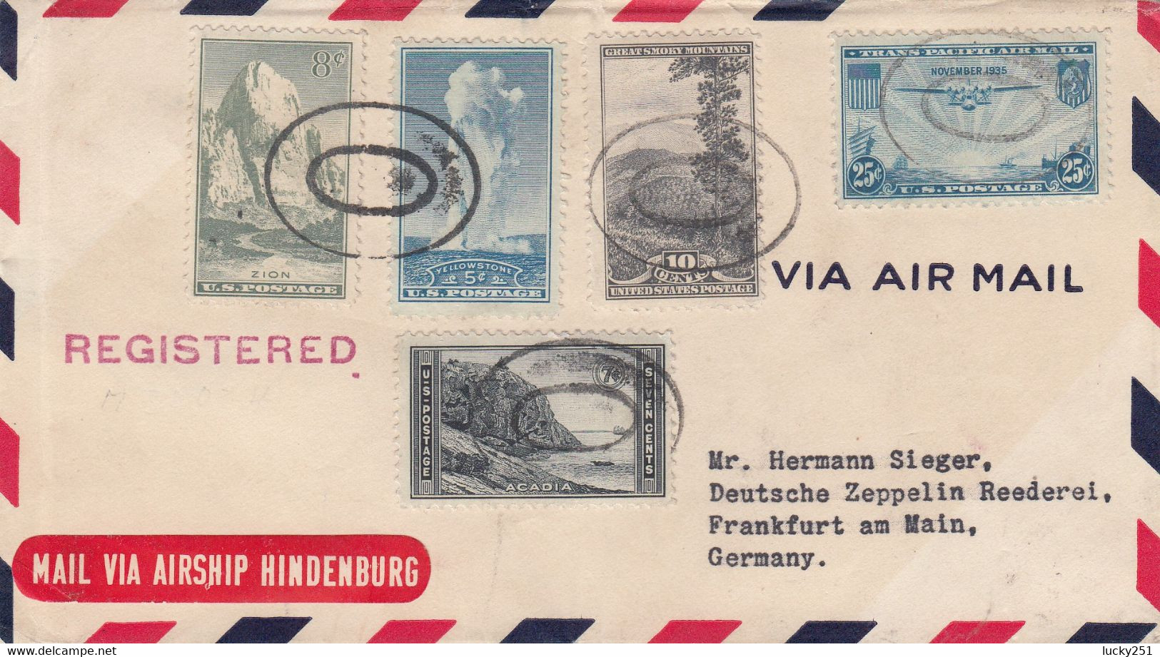 Zeppelin - 1936 - USA -  Lettre De New York Du 03/07/1936 Vers Frankfort Le 06/07/1936 - Zeppelines