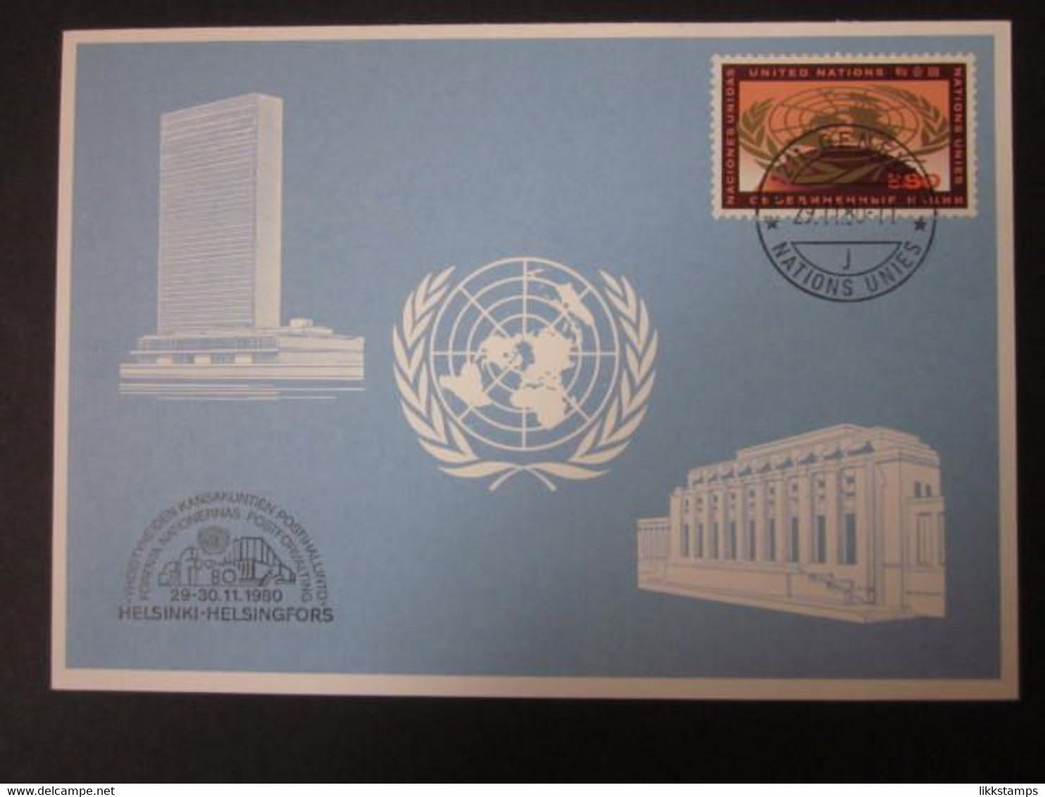 A RARE 1980 HELSINKI STAMP EXHIBITION SOUVENIR CARD WITH FIRST DAY OF EVENT CANCELLATION. ( 02255 ) - Briefe U. Dokumente