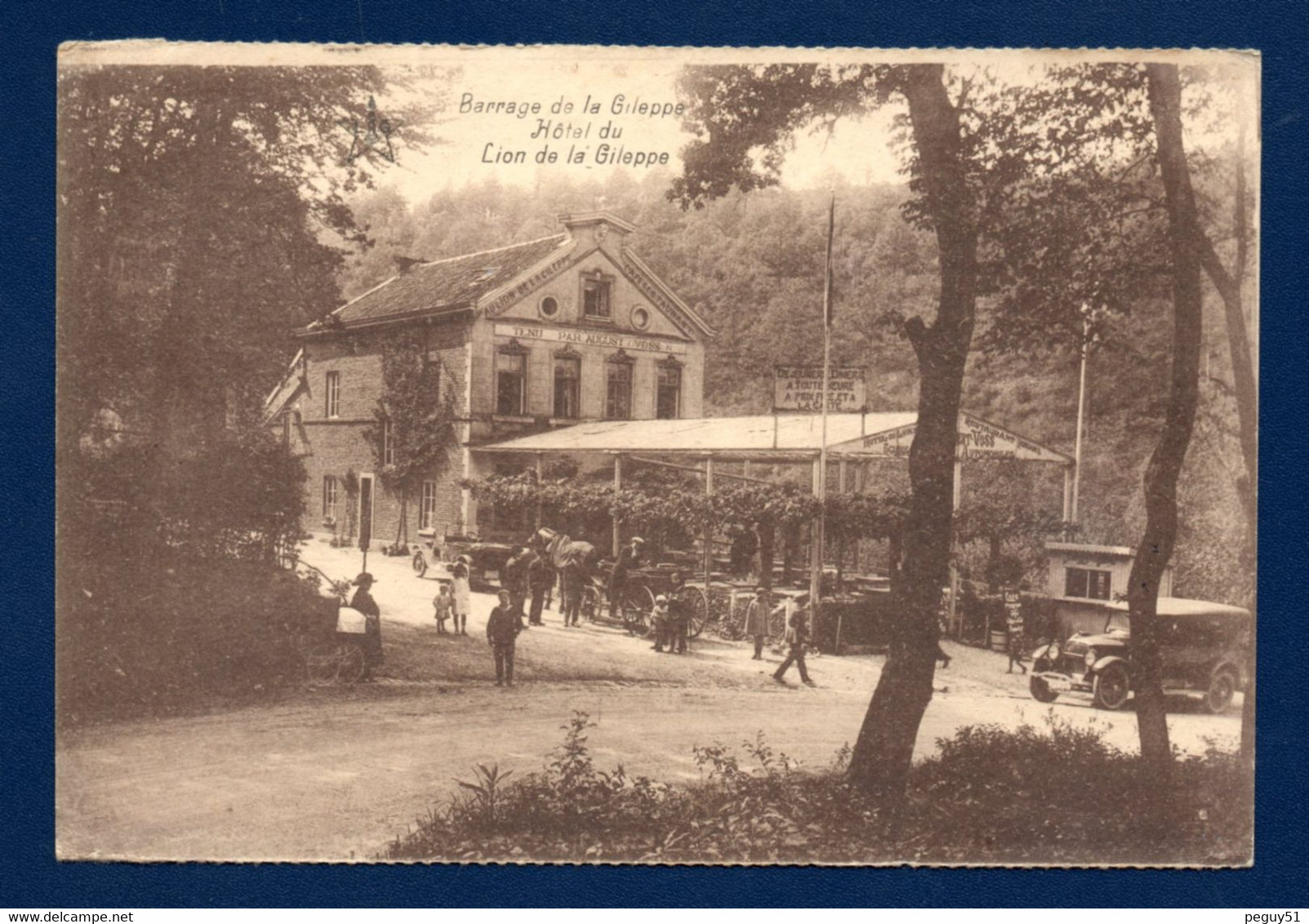 Jalhay.  Hôtel-Café-Restaurant Du Lion De La Gileppe ( August Voss). Calèche, Voitures Années 20. 1929 - Jalhay