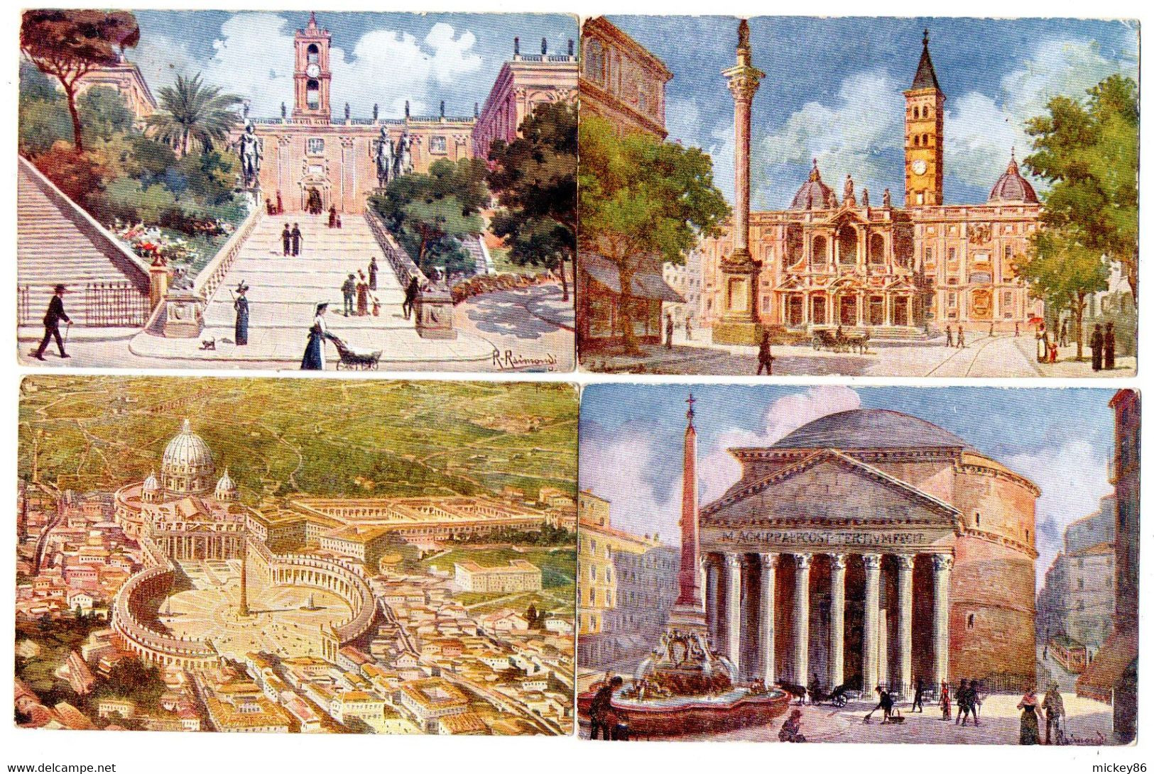 Italie--ROME--illustrateur R. Raimondi--Lot De 6 Cartes Anciennes (monuments Divers)..........à  Saisir - Sammlungen & Lose
