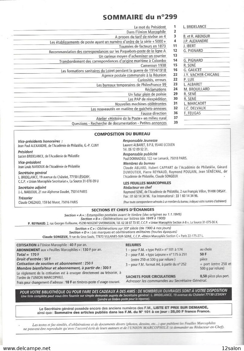 LES FEUILLES MARCOPHILES N° 299 + Scan Sommaire - Altri & Non Classificati