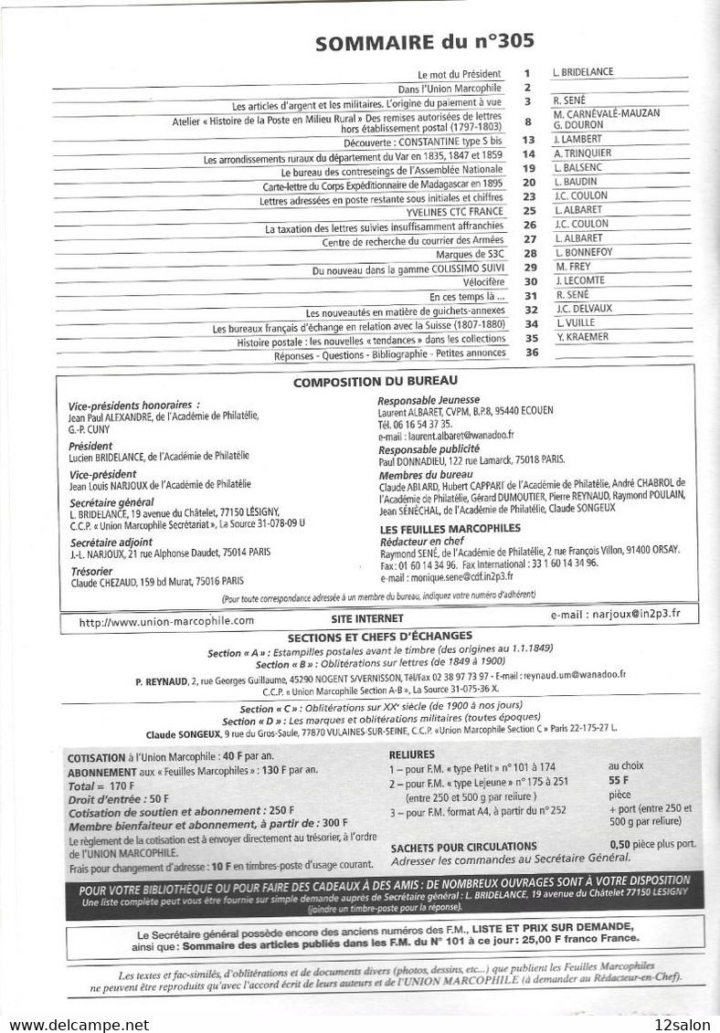 LES FEUILLES MARCOPHILES N° 305 + Scan Sommaire - Altri & Non Classificati