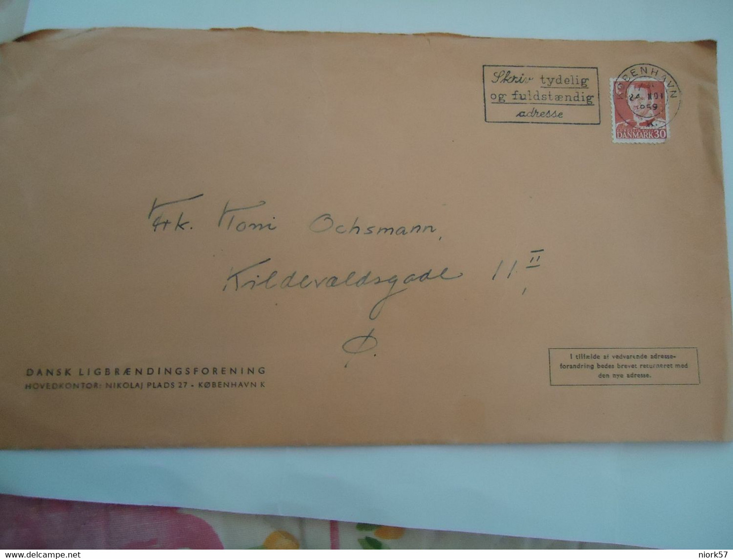 DENMARK COVER 1959  KOBENHAVN K - Tarjetas – Máximo