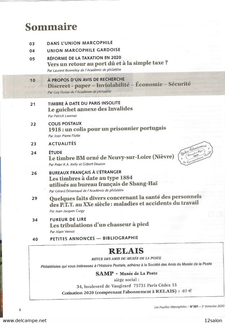 LES FEUILLES MARCOPHILES N° 381 + Scan Sommaire - Andere & Zonder Classificatie