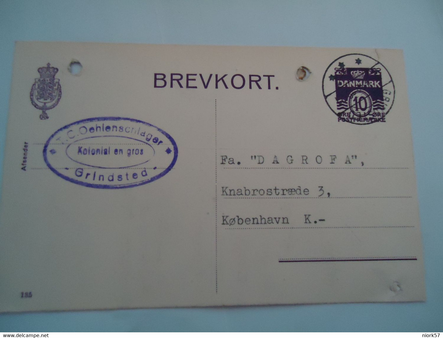 DENMARK BREVKORT  1940  GRINDSTED  2 SCAN - Cartoline Maximum