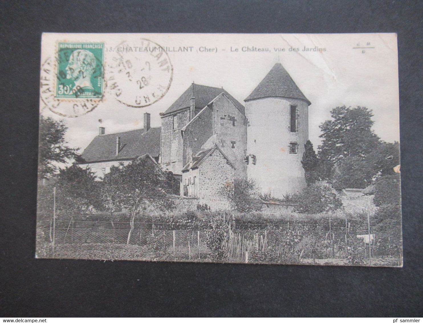 Frankreich 1928 Chateaumeillant (Cher) Le Chateau Vue Des Jardins An Eine Adresse In Luxemburg Geschrieben - Châteaumeillant