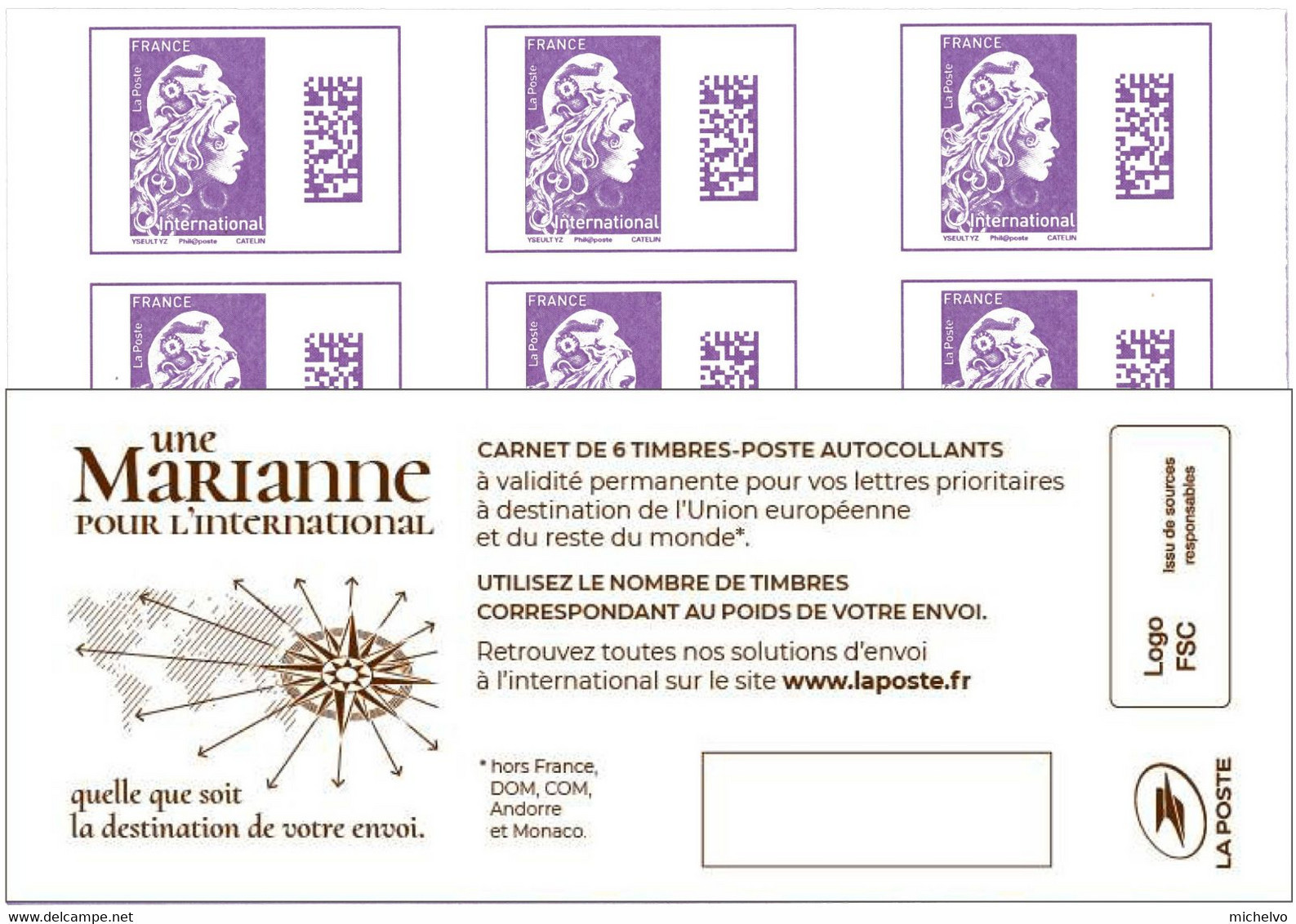 France 2021 - Yv N° 1656a (type II - C2) ** - Marianne L'engagée - International  -  (avec La Mention Philaposte) - Unused Stamps