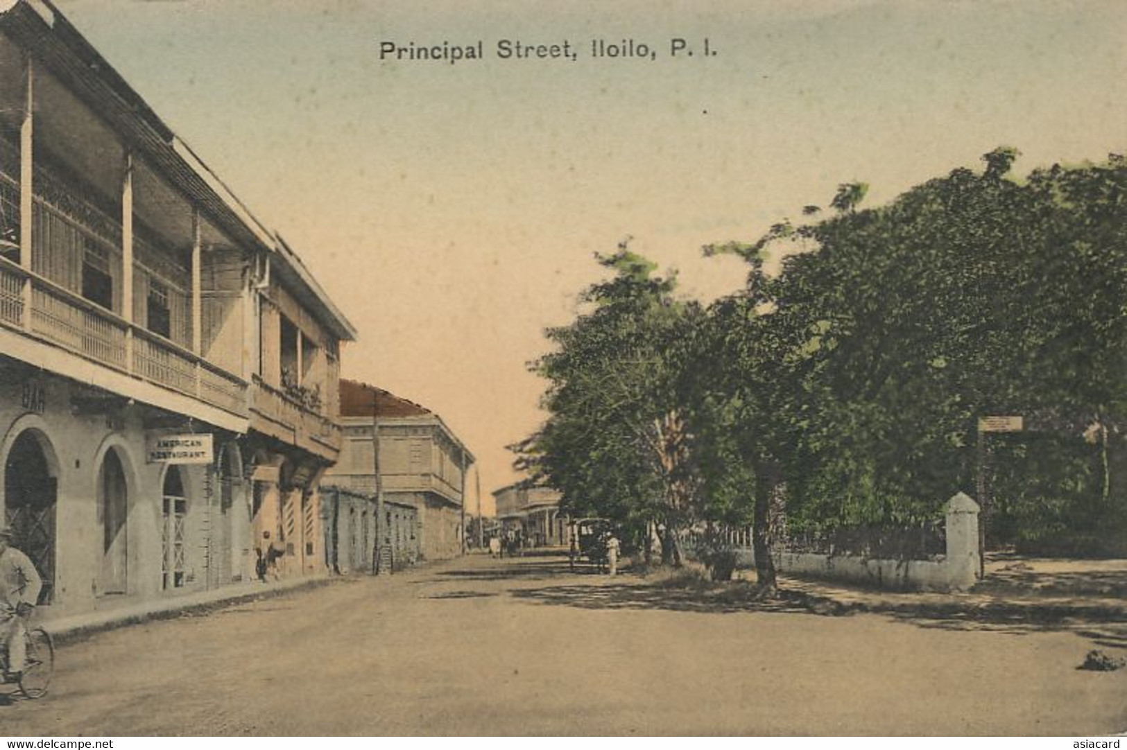 Principal Street Iloilo Hand Colored . American Restaurant - Philippines