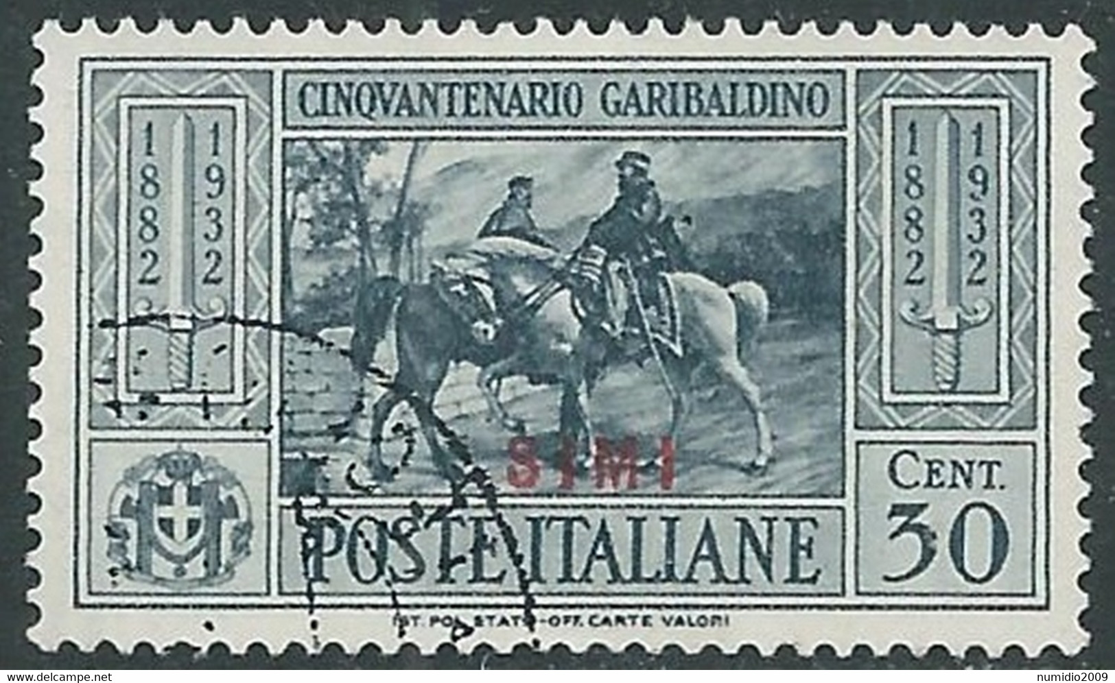 1932 EGEO SIMI USATO GARIBALDI 30 CENT - RA11-6 - Ägäis (Simi)