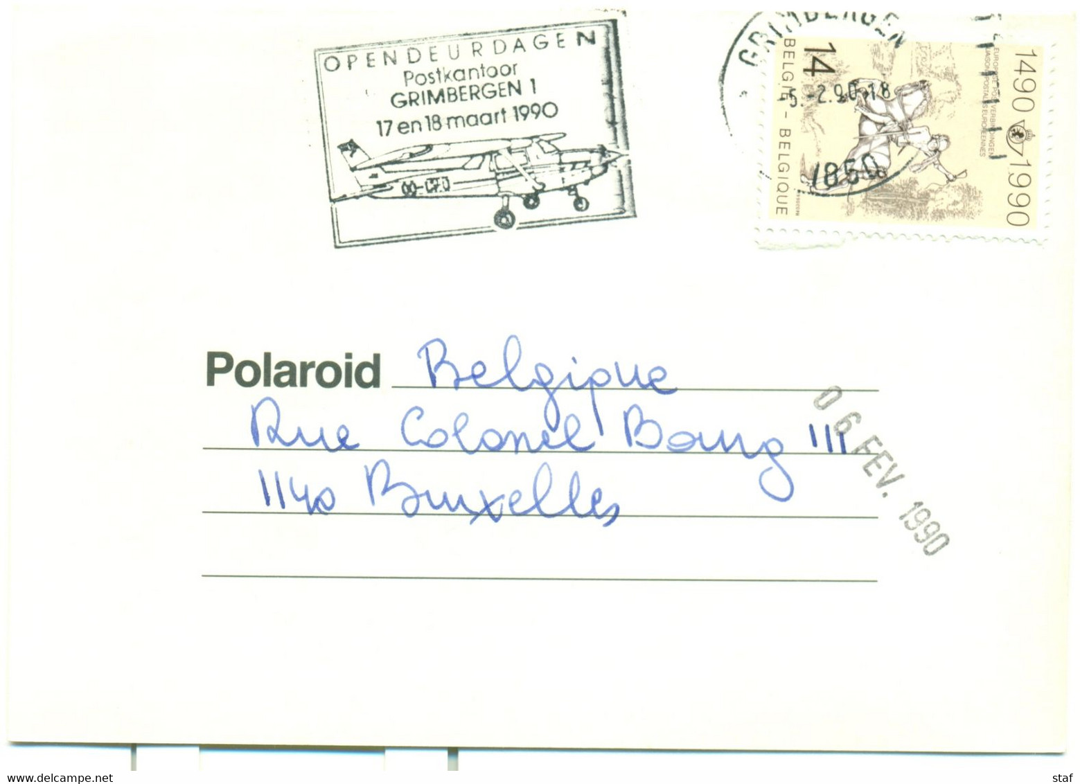 Opendeurdagen Postkantoor Grimbergen 1  17 En 18 Maart 1990 - Vlagstempels