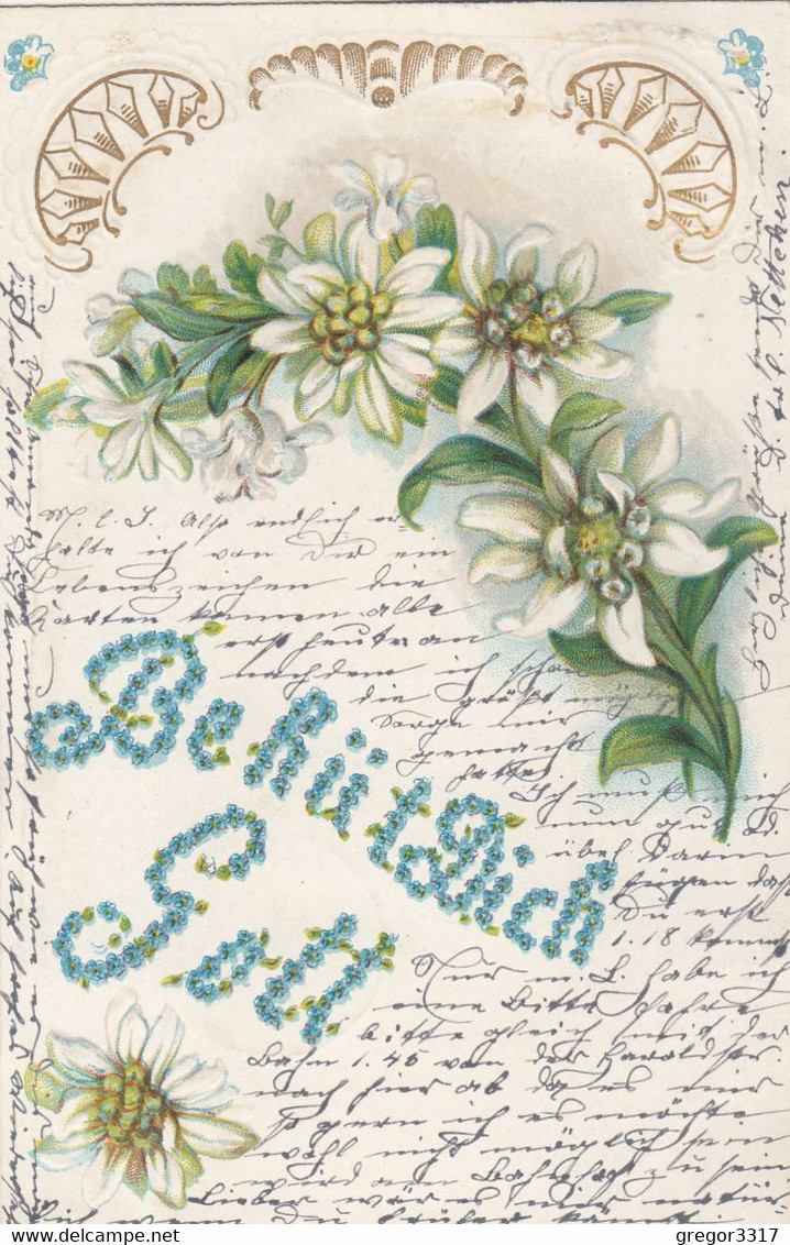 A868) BEHÜT DICH GOTT - Sehr Schöne PRÄGE AK - Gel. DÜSSELDORF 3.6.1905 - Flowers