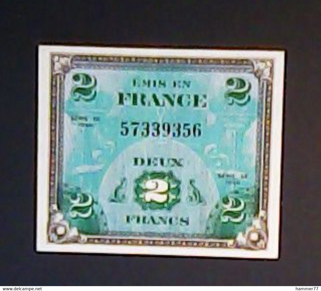 France 1944: Allied Occupation 2 Francs - 1944 Drapeau/Francia