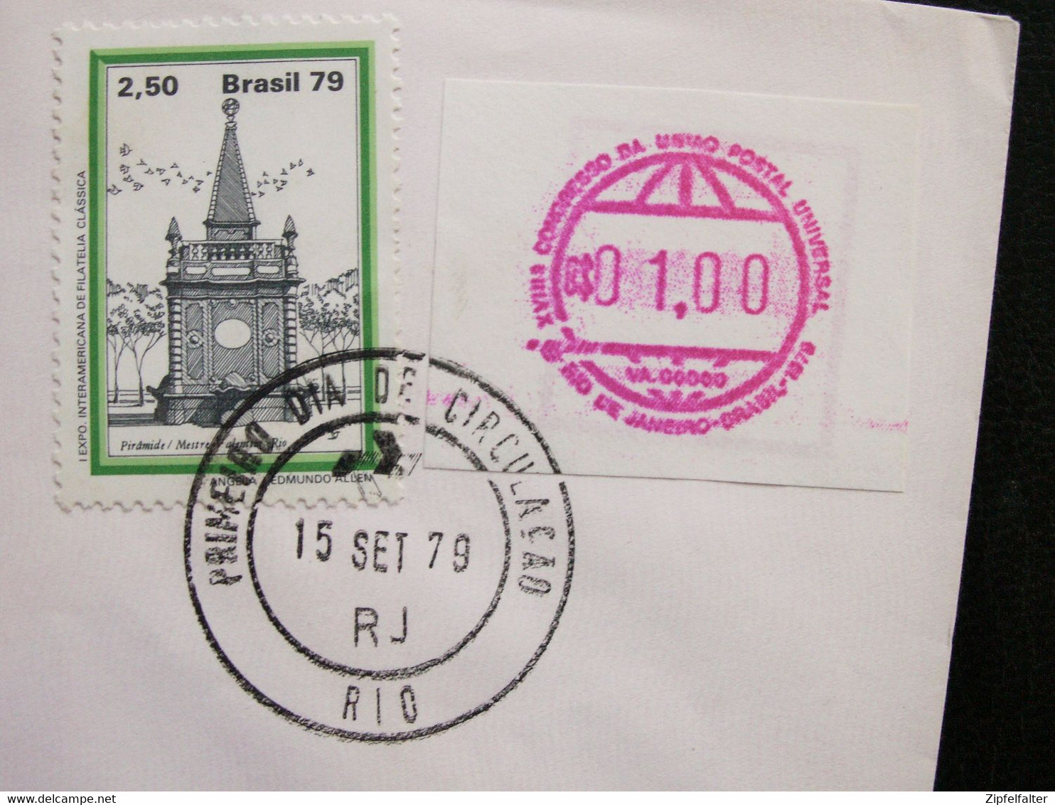 BRASILIEN.  ATM 1 Auf Ersttagsbrief Vom 15.9.1979 Mit Tages- Und Sonderstempel. Blanko. Mi. 300,00 €. Seltene ATM. - Franking Labels