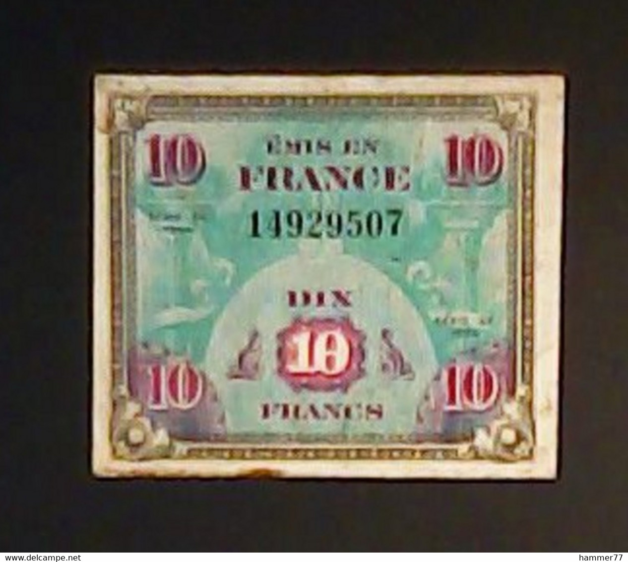 France 1944: Allied Occupation 10 Francs - 1944 Vlag/Frankrijk