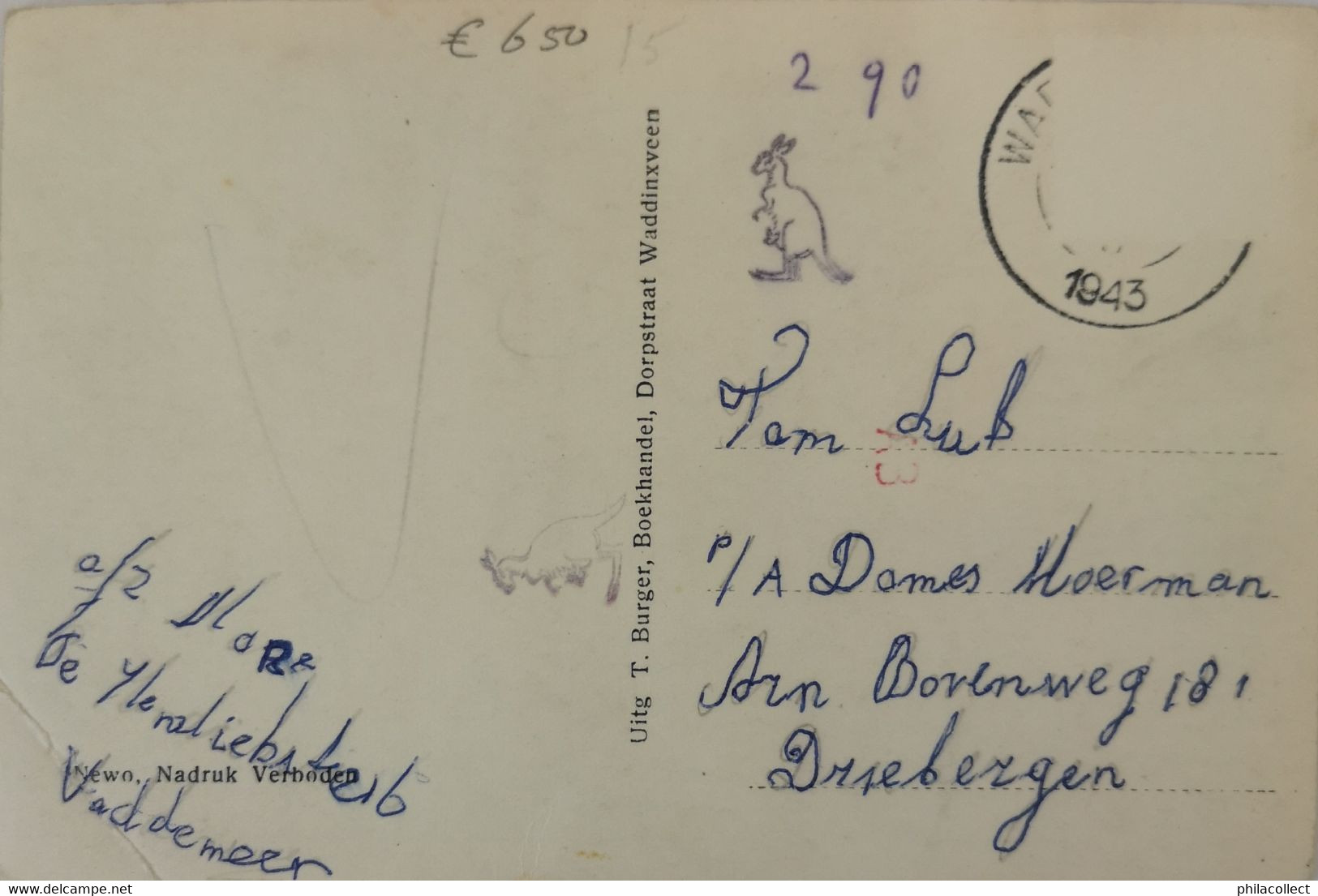 Waddinxveen (ZH) (Newo?) Fotokaart // Oranje Laan Hoek Kerkweg 1943 Hoek Vouw - Waddinxveen