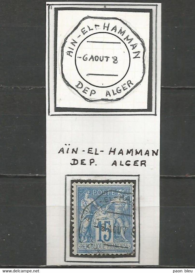 France - Type Sage - Obl. Bureaux Télégraphiques D'Algérie - N°90 - AÏN-EL-HAMMAN - Autres & Non Classés