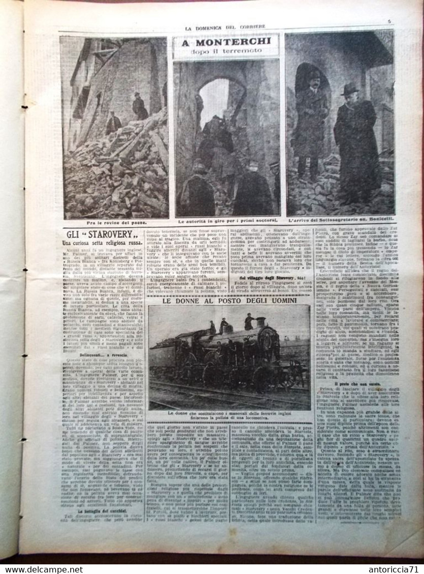 La Domenica Del Corriere 13 Maggio 1917 WW1 Terremoto Monterchi Edison Salonicco - Guerre 1914-18