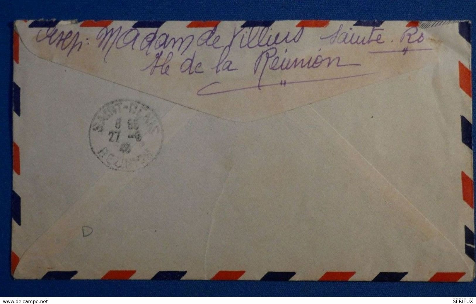 Q8 LA REUNION BELLE LETTRE 1946 PAR AVION PETIT BUREAU SAINTE ROSE POUR PARIS FRANCE+ PAIRE DE TP + AFFRANCHIS. PLAISANT - Briefe U. Dokumente