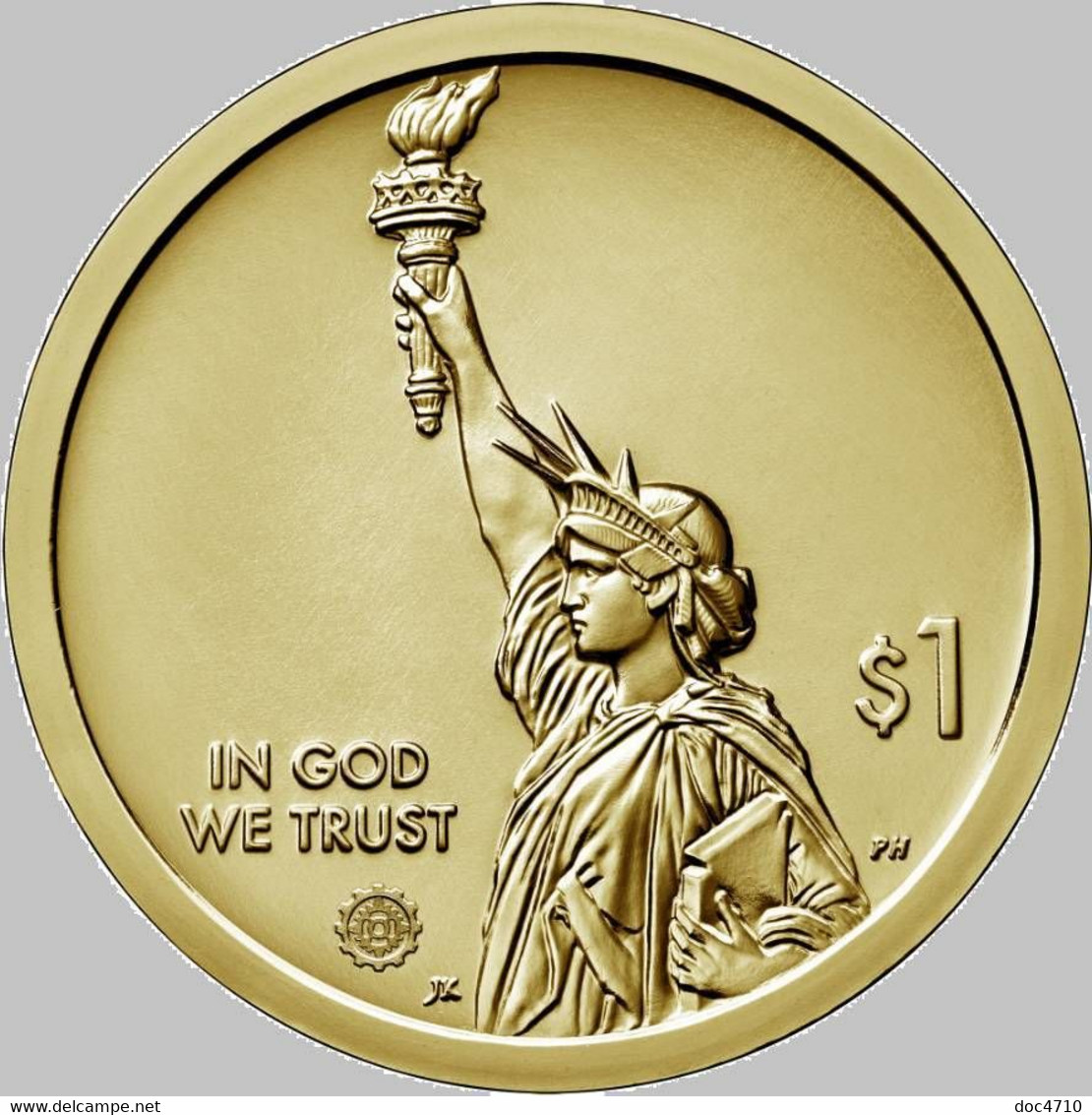 USA 1 Dollar 2019 D, Innovation-Pennsylvania - Polio Vaccine 1953, KM#707, Unc - 2000-…: Sacagawea