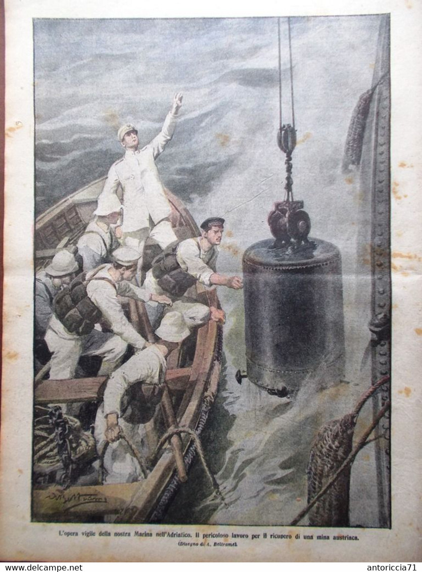 La Domenica Del Corriere 29 Luglio 1917 WW1 Corno Cavento Paracadute Marina Mine - Guerra 1914-18