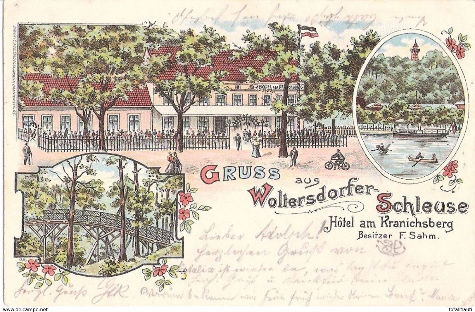 WOLTERSDORF Brandenburg B Berlin Hotel A Kranichsberg Col Litho Gelaufen 11.7.1897 Mit Ortsstempel ERKNER - Woltersdorf