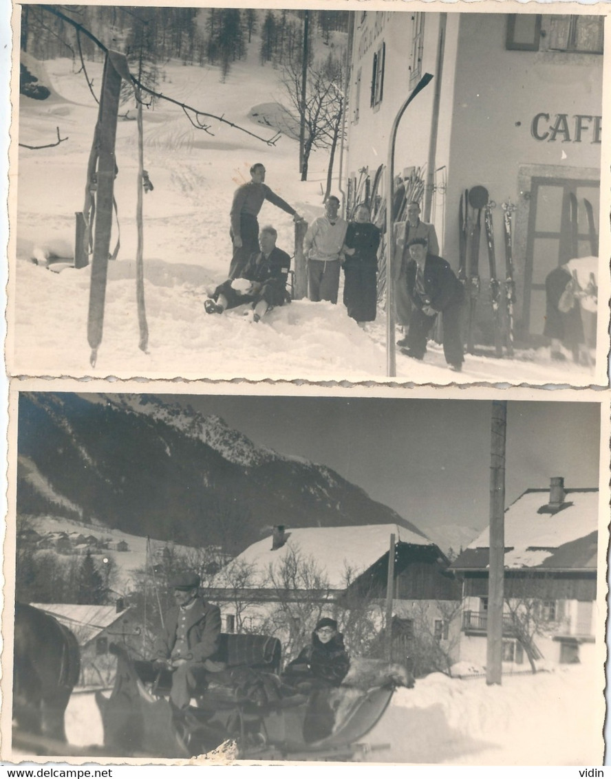 Photo Originale Lot De 4 Photos Luge Ski Neige Sports D'hiver 1937 Carte-photo - Sporten