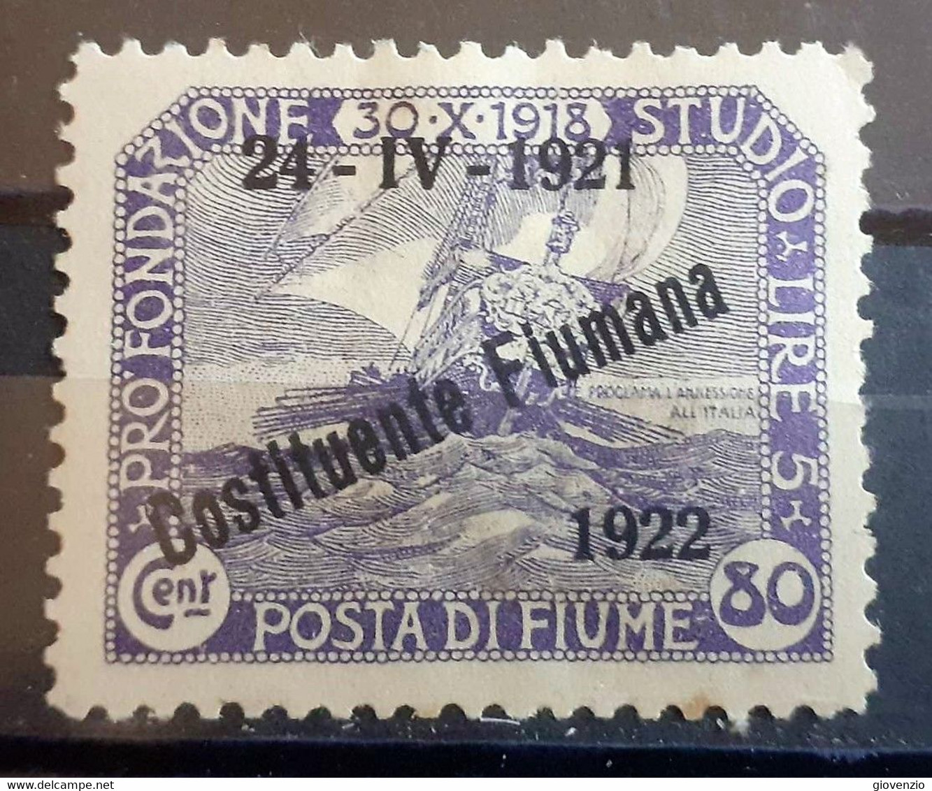 ITALIA FIUME 1922 COSTITUENTE FIUMANA C 80 NUOVO MH* - Fiume