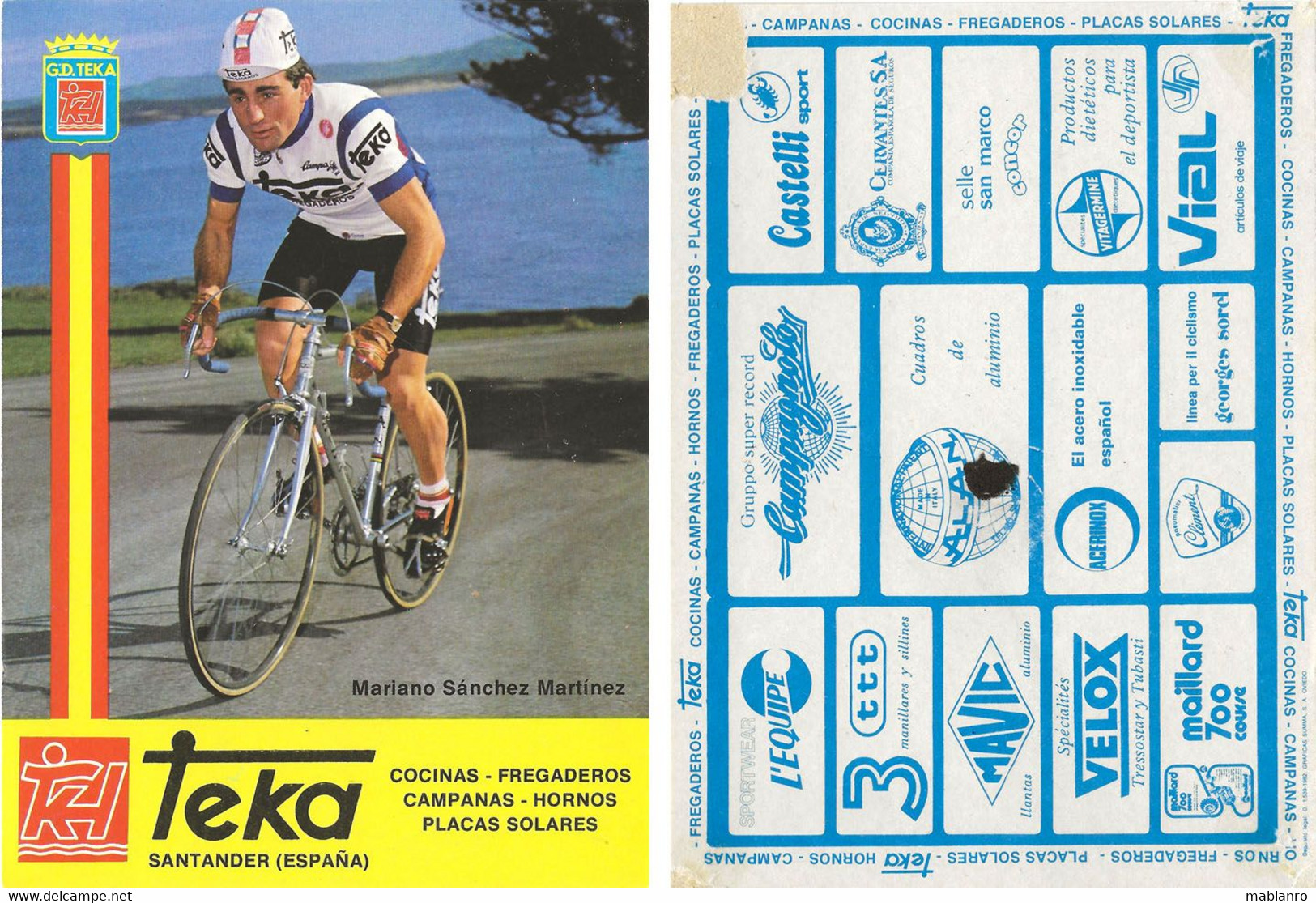 CARTE CYCLISME MARIANO SANCHEZ TEAM TEKA 1982 ( FORMAT 12 X 16,5 ) ( DETERIORÉE PARTIE ARRIERE, VOIR PHOTO ) - Cycling