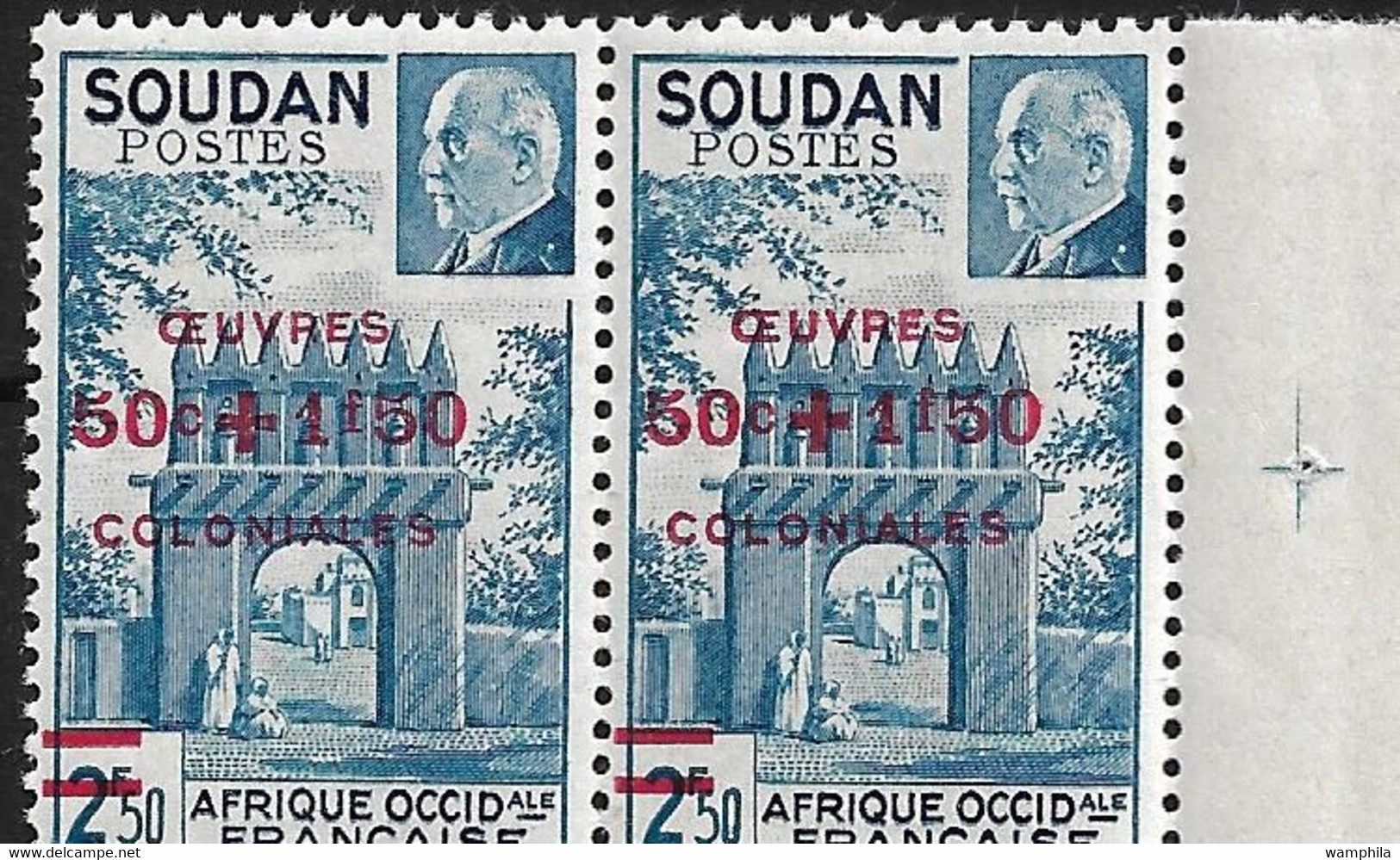 Soudan N°133** Bloc De 6 Avec Variété De Surcharge Et Croix De Repère. - Other & Unclassified